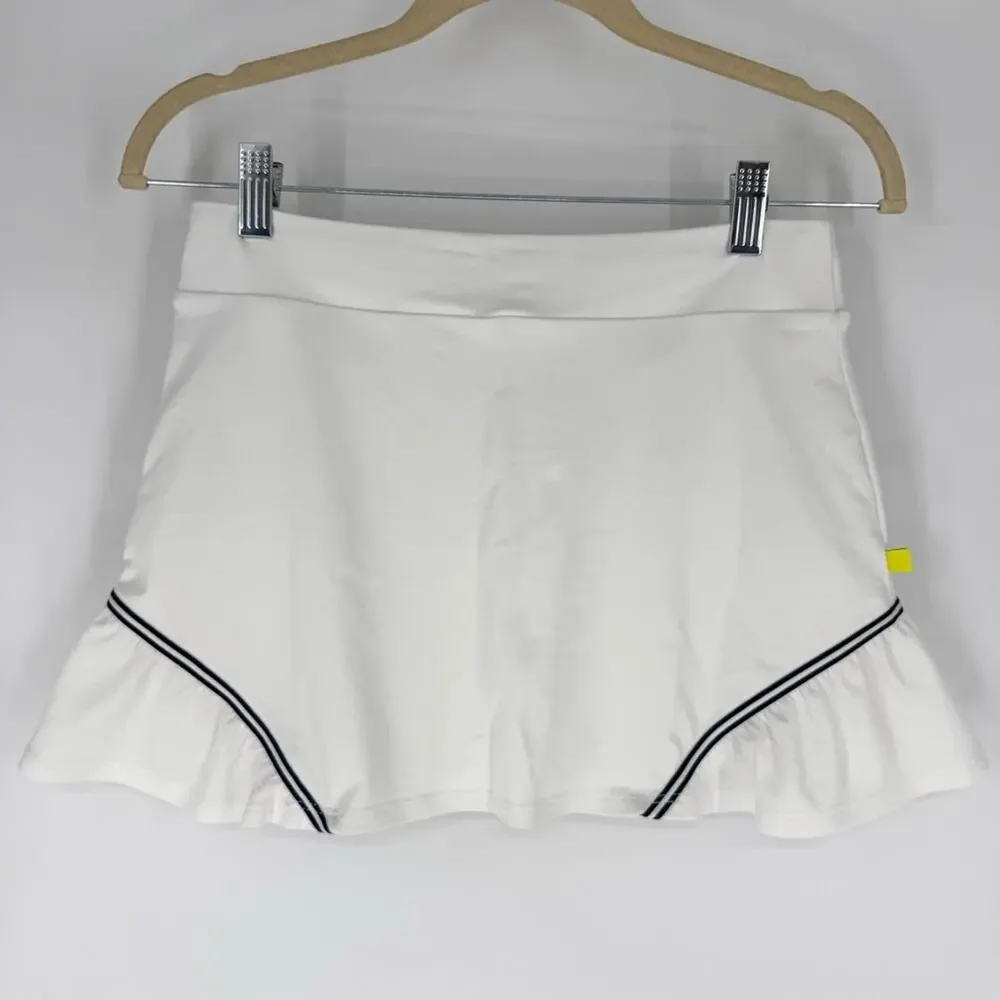 L’Oeuf Poché Baseline Tennis Skort White with Navy‎ Trim Size Small